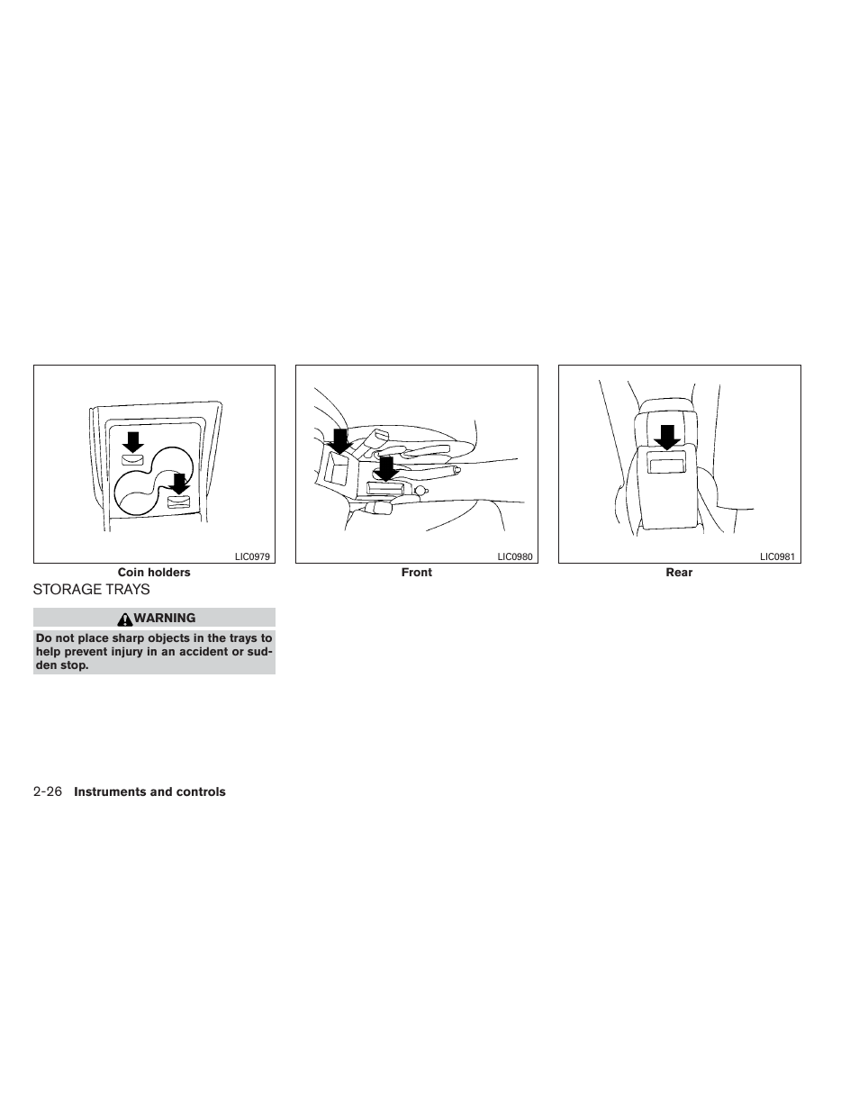 Storage trays -26 | NISSAN 2012 Versa Hatchback - Owner's Manual User Manual | Page 93 / 320