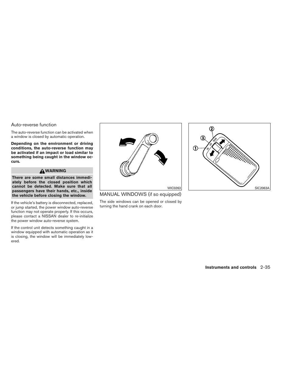 Manual windows (if so equipped) -35 | NISSAN 2014 Versa Note - Owner's Manual User Manual | Page 108 / 372