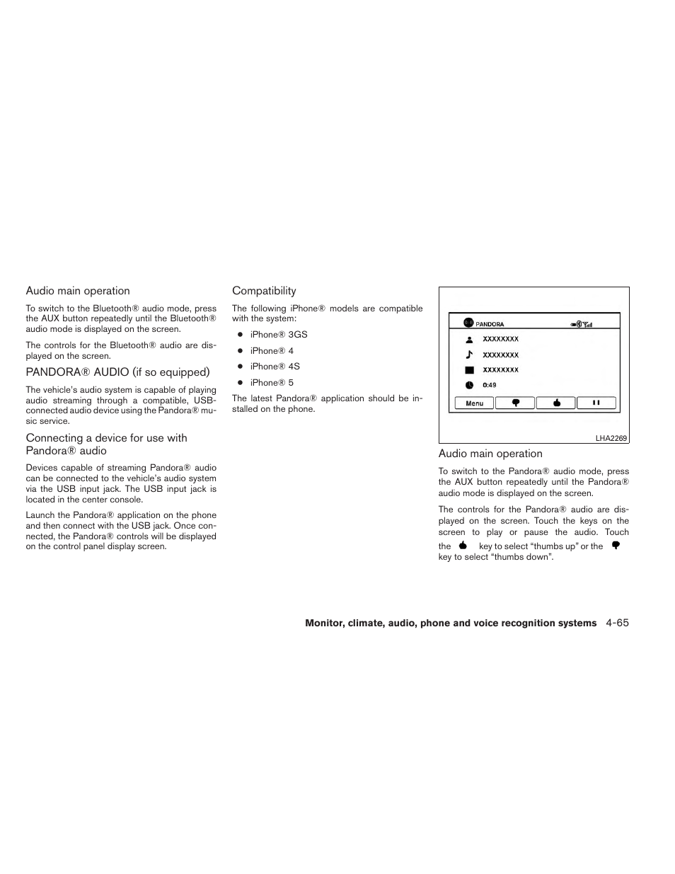 Pandora® audio (if so equipped) -65 | NISSAN 2014 Versa Note - Owner's Manual User Manual | Page 208 / 372