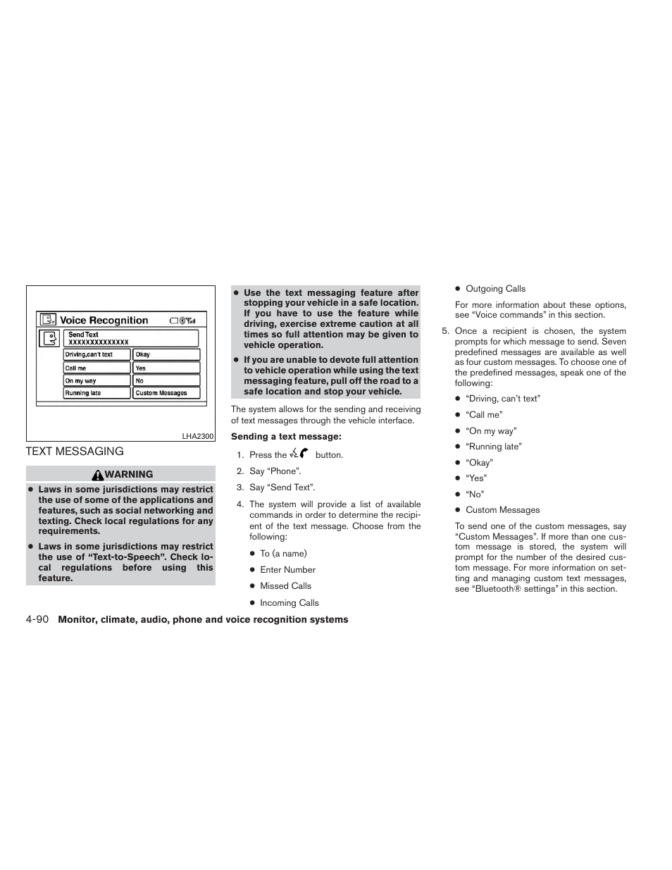 Text messaging -90 | NISSAN 2014 Versa Note - Owner's Manual User Manual | Page 233 / 372