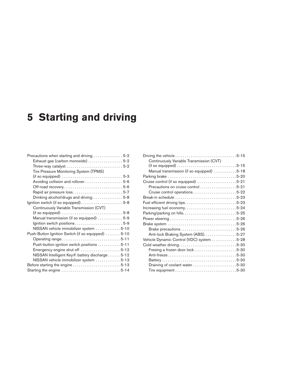 Starting and driving, 5 starting and driving | NISSAN 2014 Versa Note - Owner's Manual User Manual | Page 243 / 372