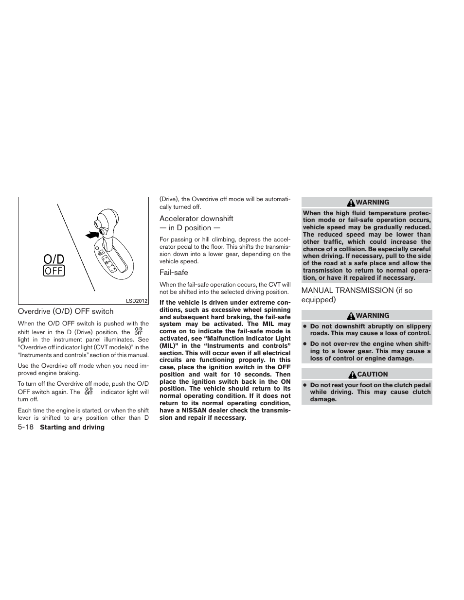 Manual transmission (if so equipped) -18 | NISSAN 2014 Versa Note - Owner's Manual User Manual | Page 261 / 372