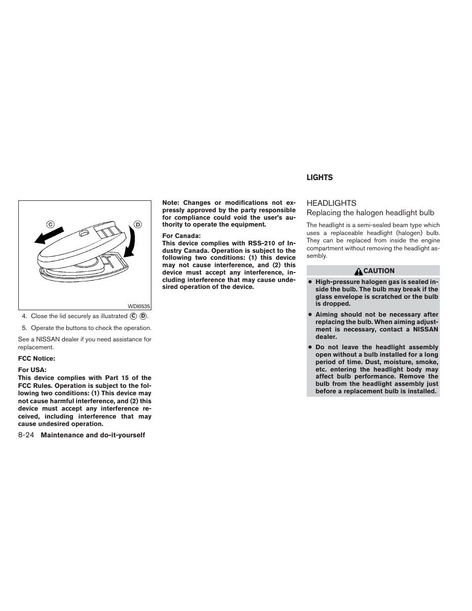 Lights -24, Headlights -24 | NISSAN 2014 Versa Note - Owner's Manual User Manual | Page 325 / 372