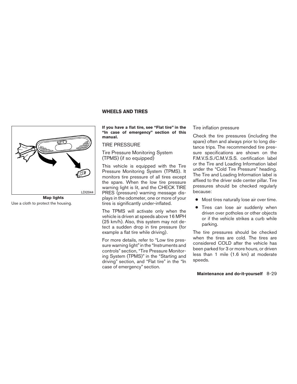 Wheels and tires -29, Tire pressure -29 | NISSAN 2014 Versa Note - Owner's Manual User Manual | Page 330 / 372