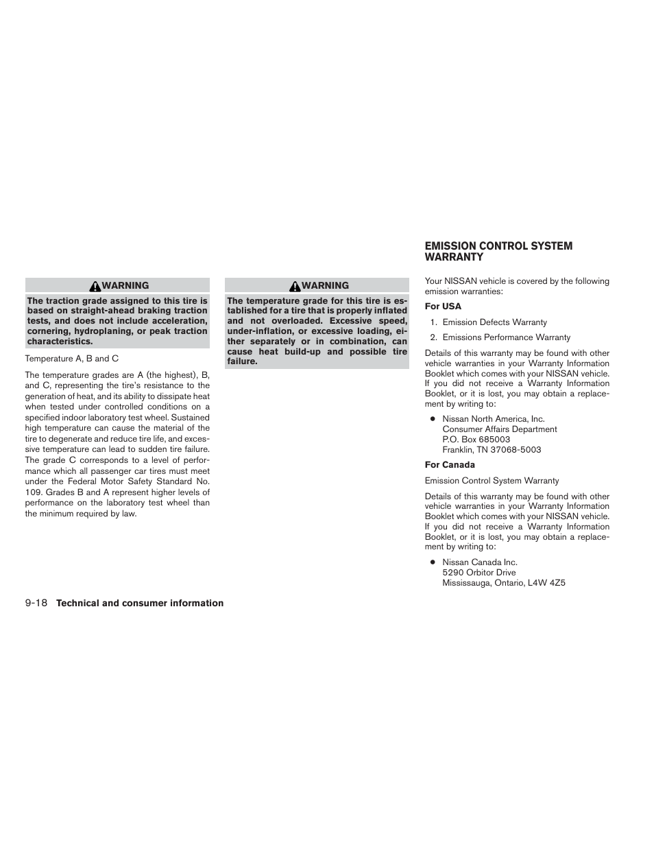 Emission control system warranty -18 | NISSAN 2014 Versa Note - Owner's Manual User Manual | Page 359 / 372