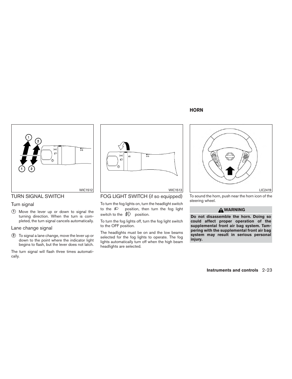 Horn -23 | NISSAN 2014 Versa Note - Owner's Manual User Manual | Page 96 / 372