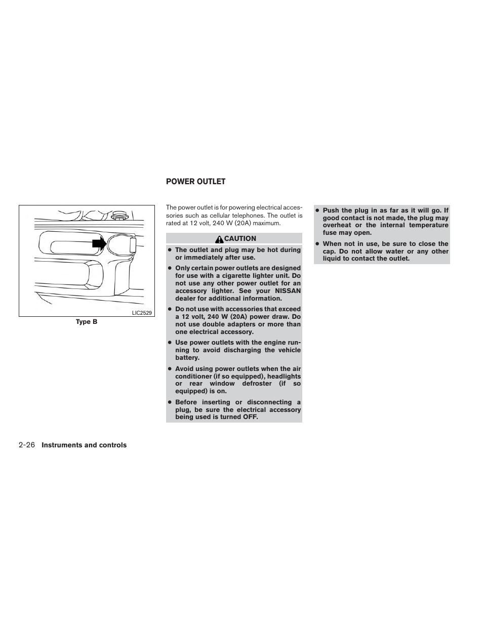 Power outlet -26 | NISSAN 2014 Versa Note - Owner's Manual User Manual | Page 99 / 372