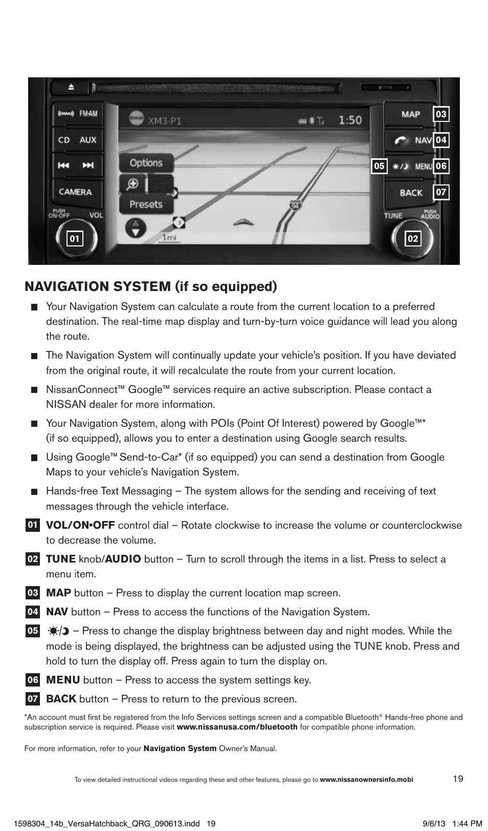 Navigation system (if so equipped) | NISSAN 2014 Versa Note - Quick Reference Guide User Manual | Page 21 / 24