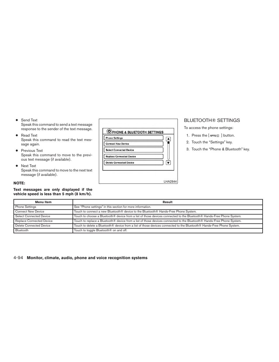Bluetooth® settings -94, Bluetooth® settings | NISSAN 2015 Versa Note - Owner's Manual User Manual | Page 241 / 376