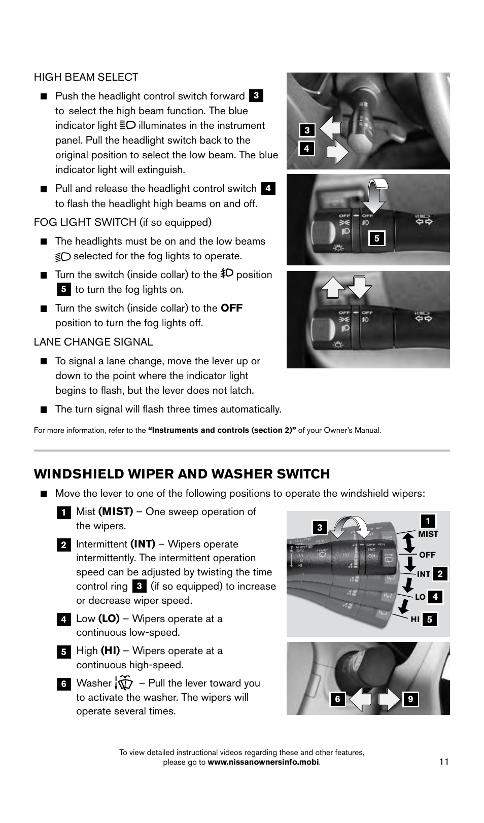 Windshield wiper and washer switch | NISSAN 2015 Versa Note - Quick Reference Guide User Manual | Page 13 / 24