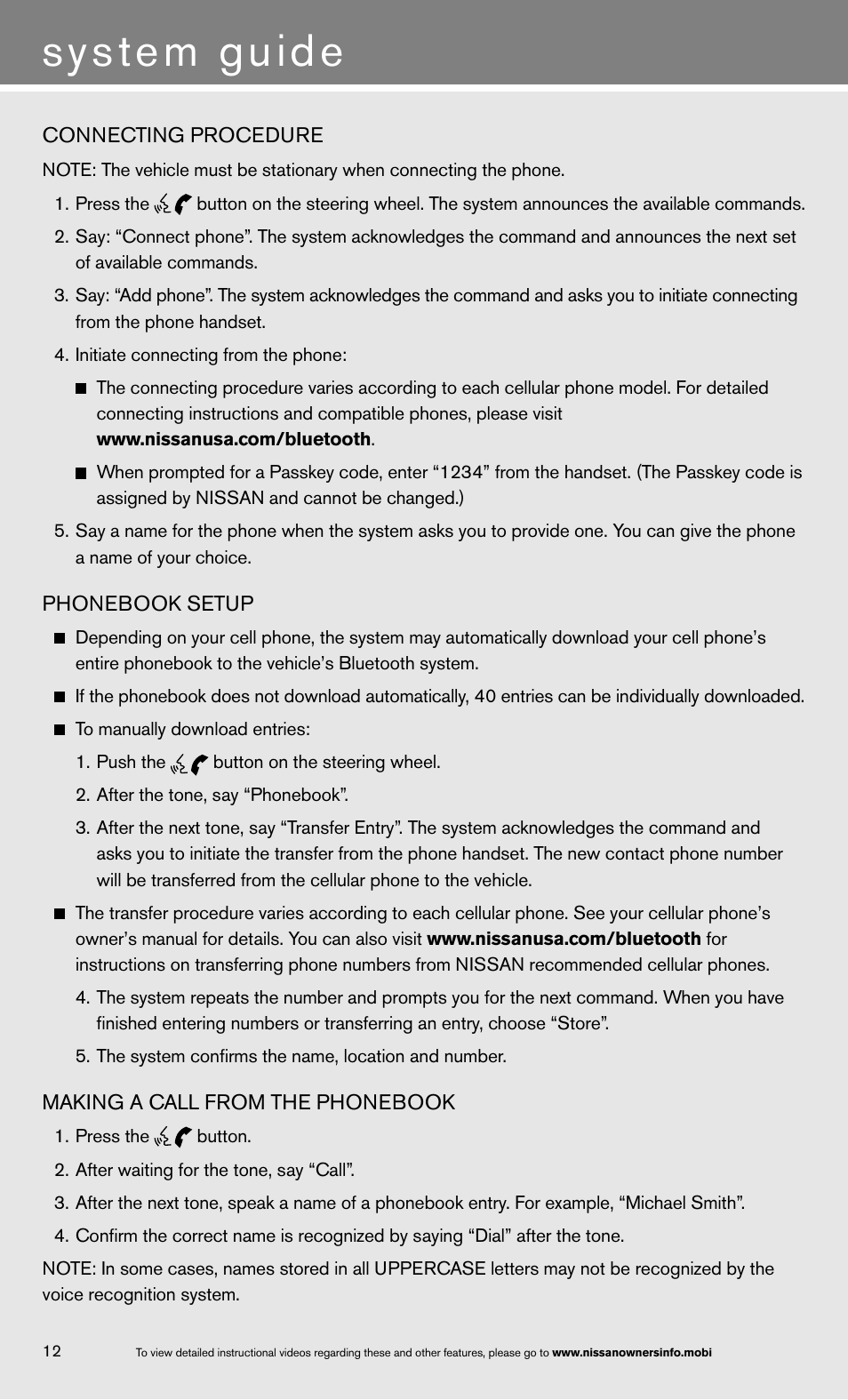 System guide | NISSAN 2013 Versa Sedan - Quick Reference Guide User Manual | Page 16 / 22