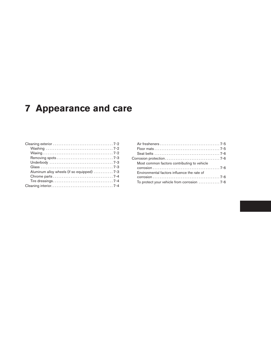 Appearance and care, 7 appearance and care | NISSAN 2014 Versa Sedan - Owner's Manual User Manual | Page 288 / 365