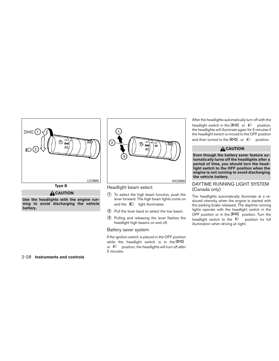 Daytime running light system (canada only) -28 | NISSAN 2011 Xterra - Owner's Manual User Manual | Page 105 / 339