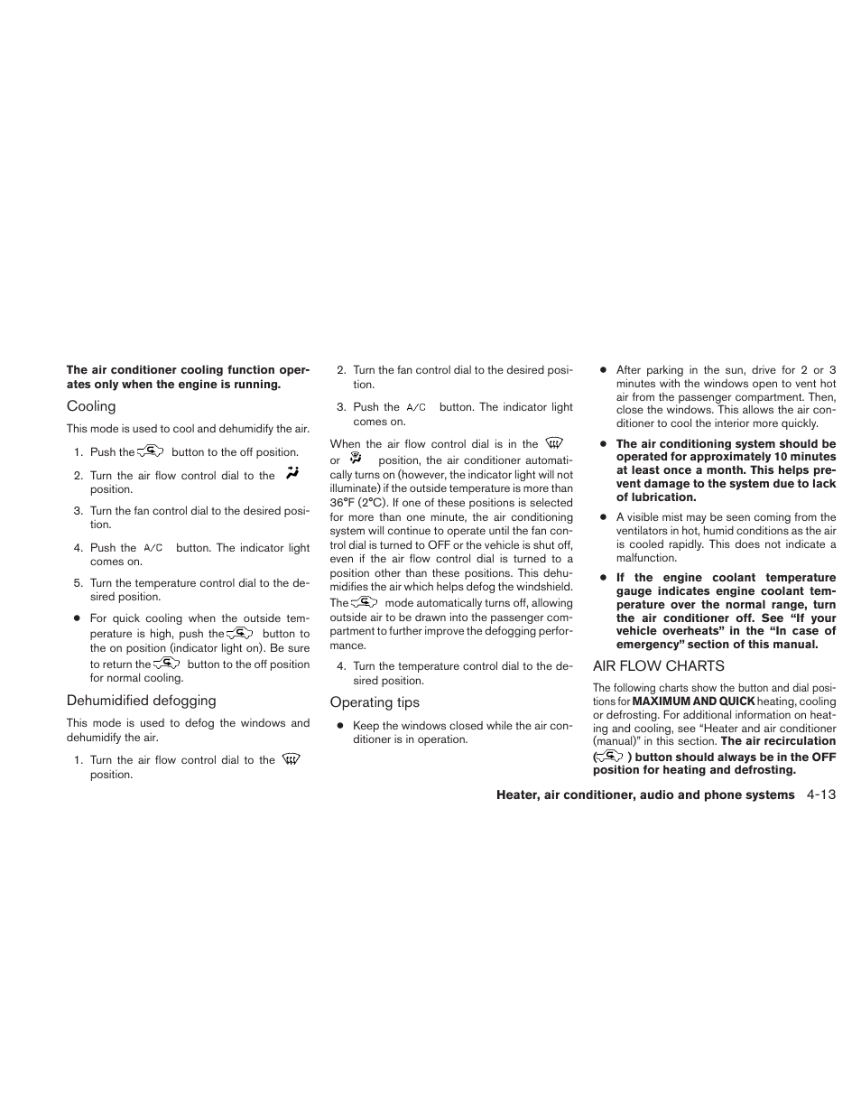 Air flow charts -13 | NISSAN 2011 Xterra - Owner's Manual User Manual | Page 156 / 339