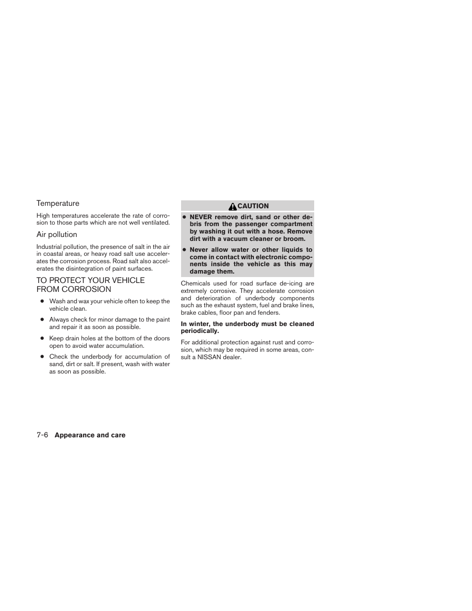 To protect your vehicle from corrosion -6 | NISSAN 2011 Xterra - Owner's Manual User Manual | Page 255 / 339