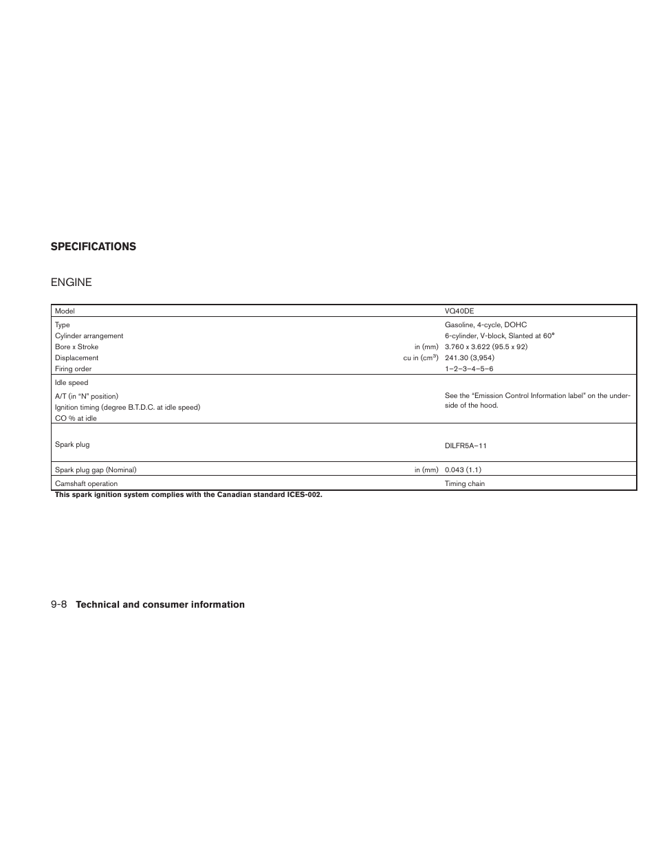 Specifications -8, Engine -8, Engine | Specifications | NISSAN 2011 Xterra - Owner's Manual User Manual | Page 305 / 339