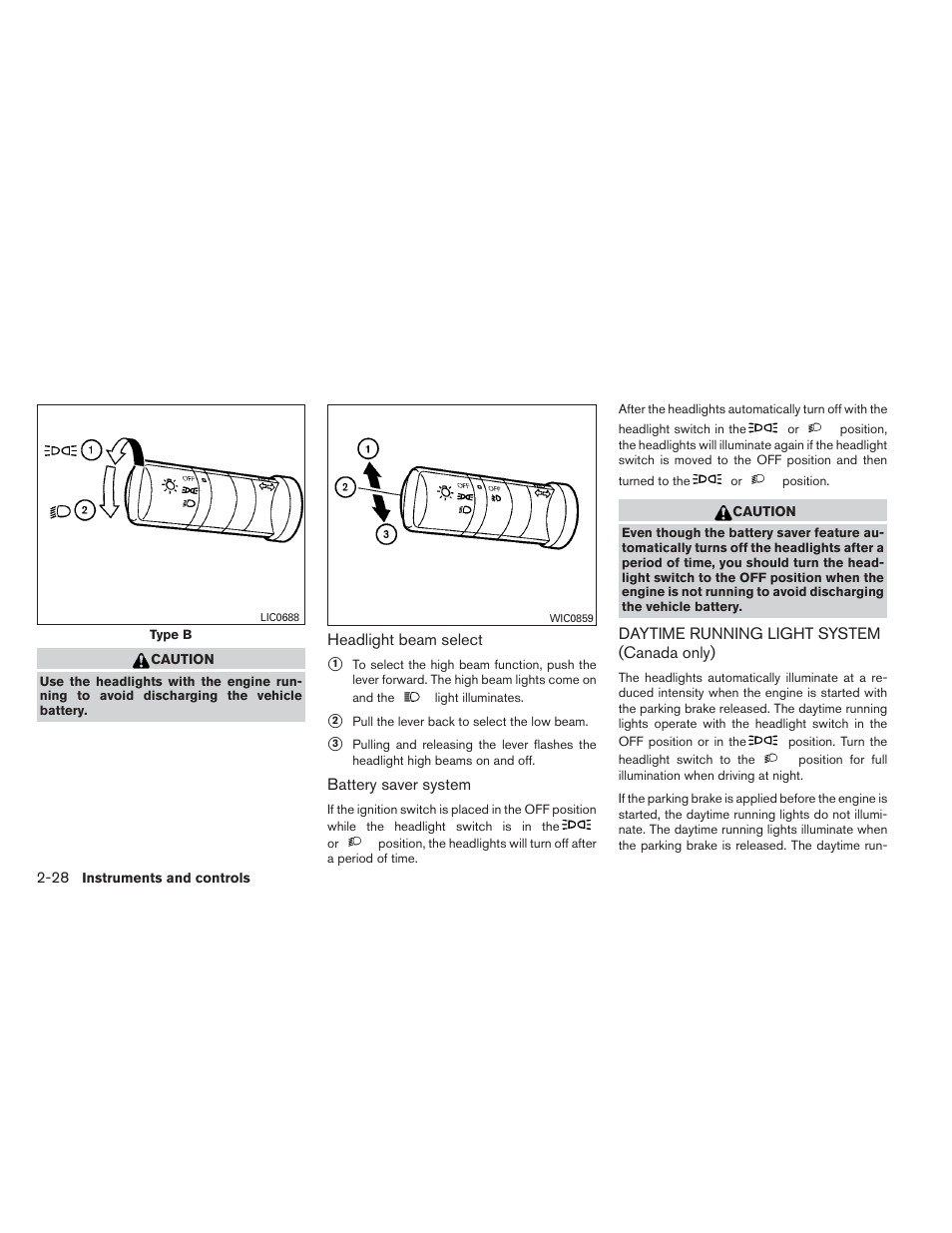 Daytime running light system (canada only) -28 | NISSAN 2012 Xterra - Owner's Manual User Manual | Page 107 / 341