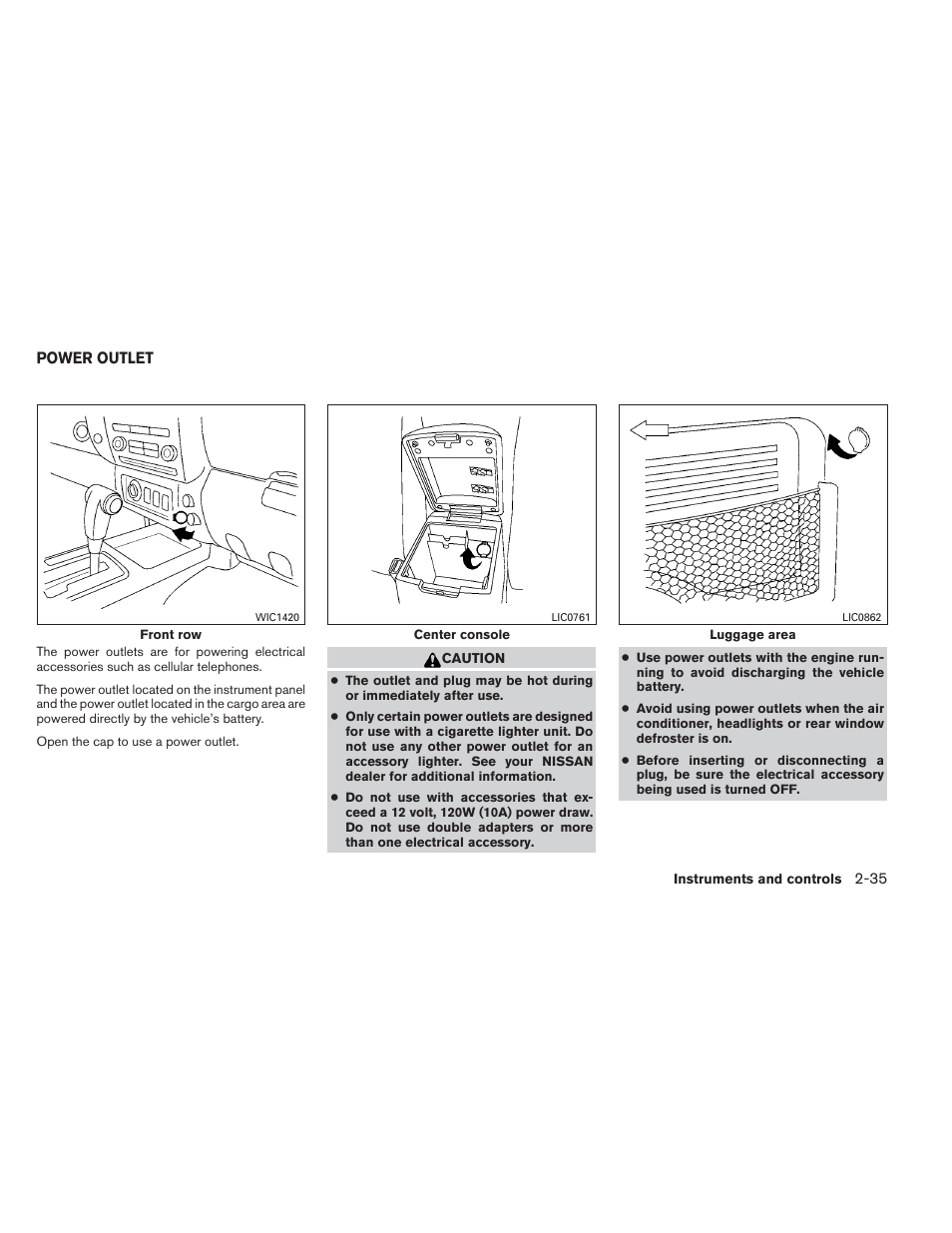 Power outlet -35 | NISSAN 2012 Xterra - Owner's Manual User Manual | Page 114 / 341