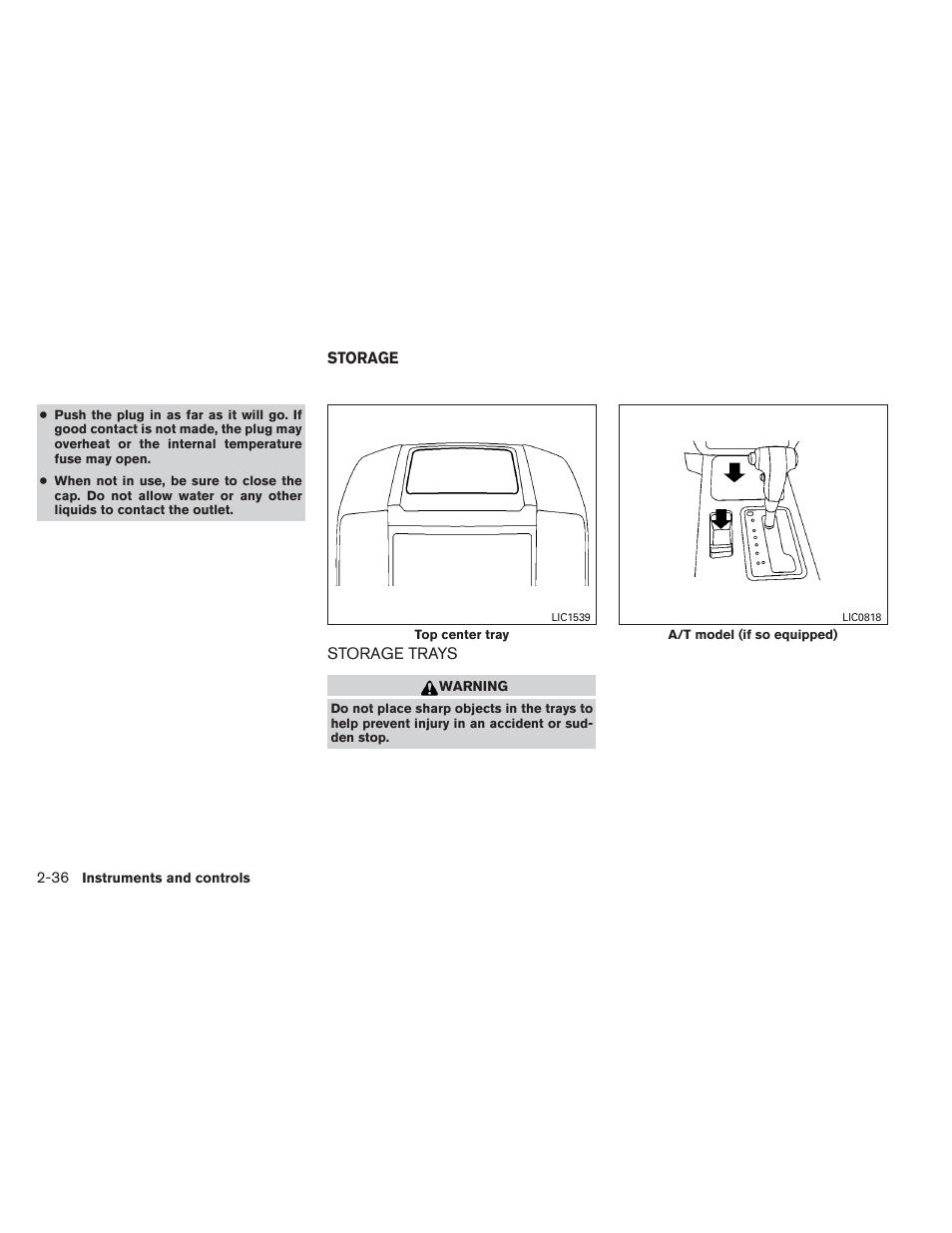 Storage -36, Storage trays -36 | NISSAN 2012 Xterra - Owner's Manual User Manual | Page 115 / 341