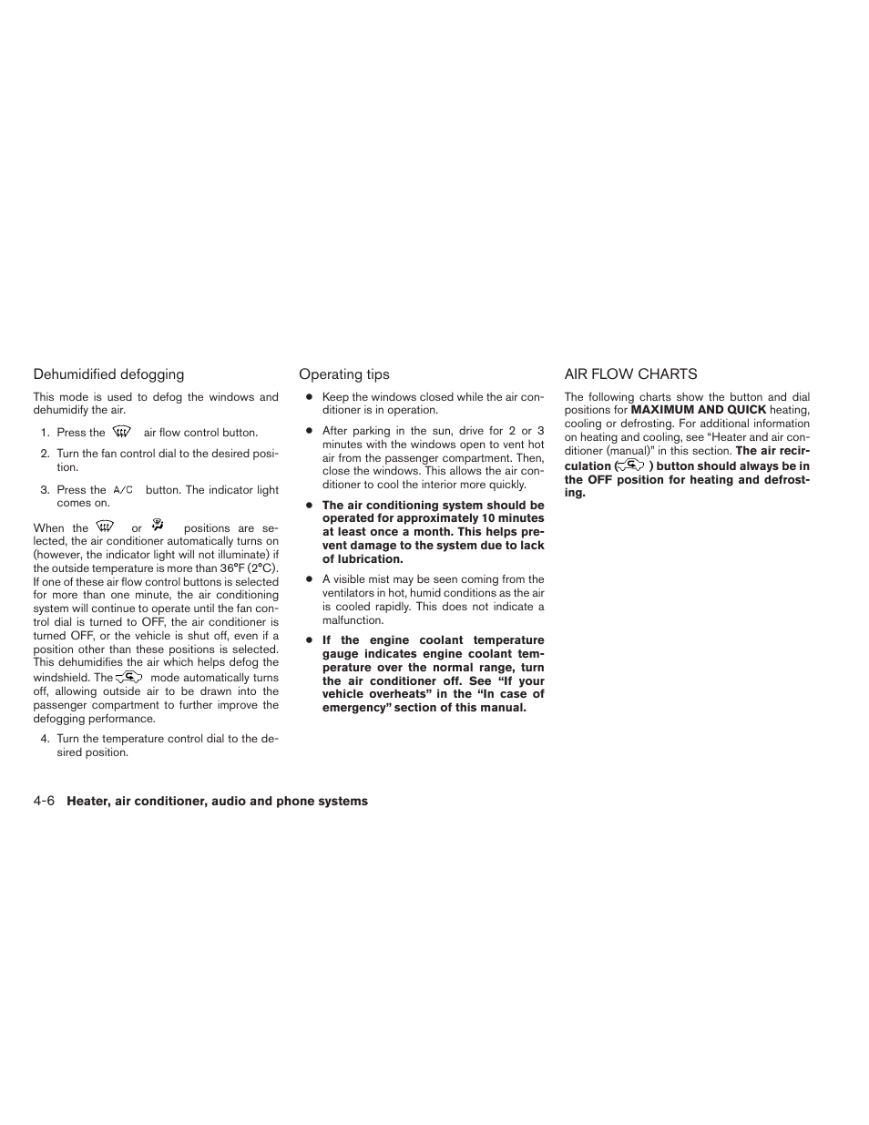 Air flow charts -6 | NISSAN 2012 Xterra - Owner's Manual User Manual | Page 151 / 341