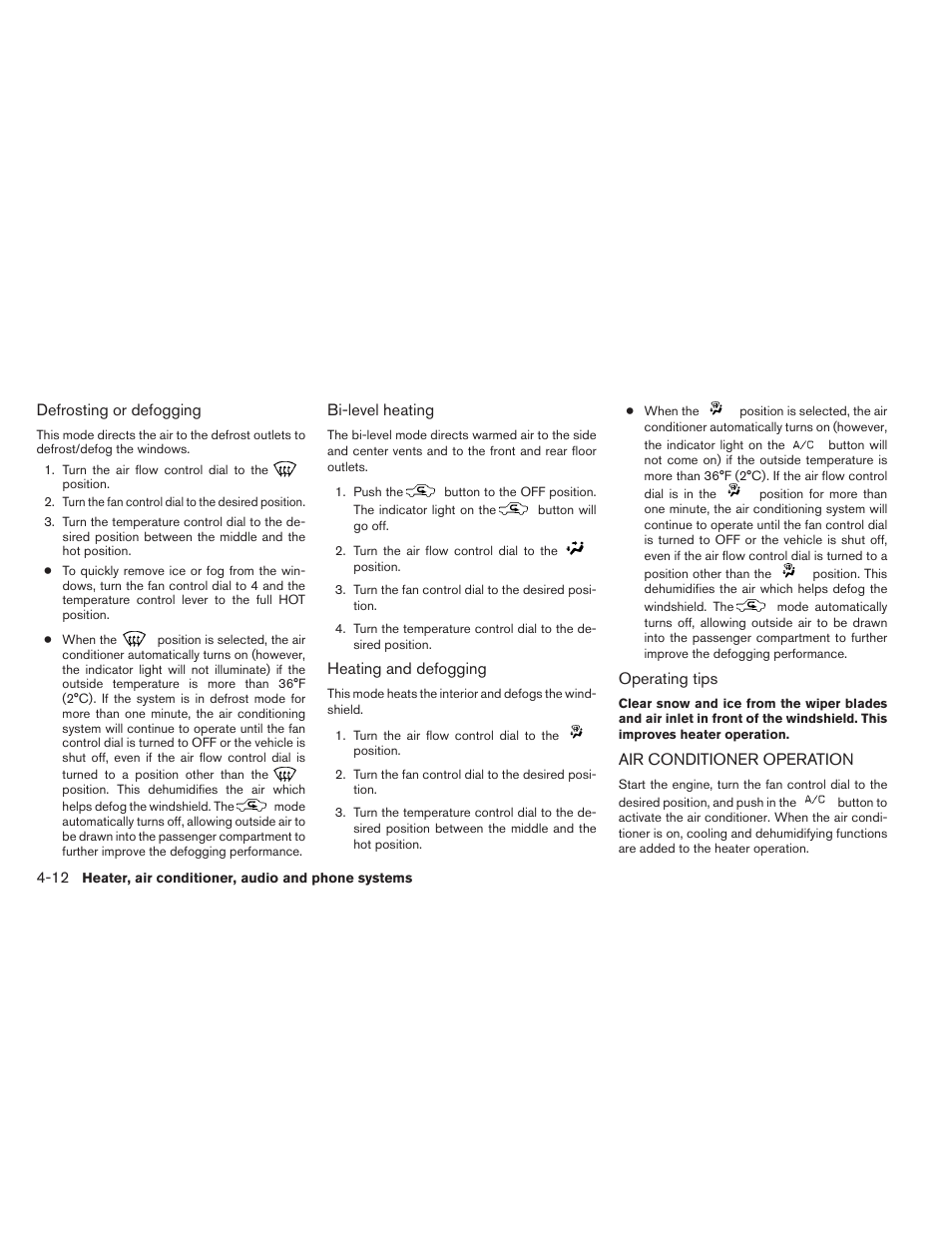 Air conditioner operation -12 | NISSAN 2012 Xterra - Owner's Manual User Manual | Page 157 / 341