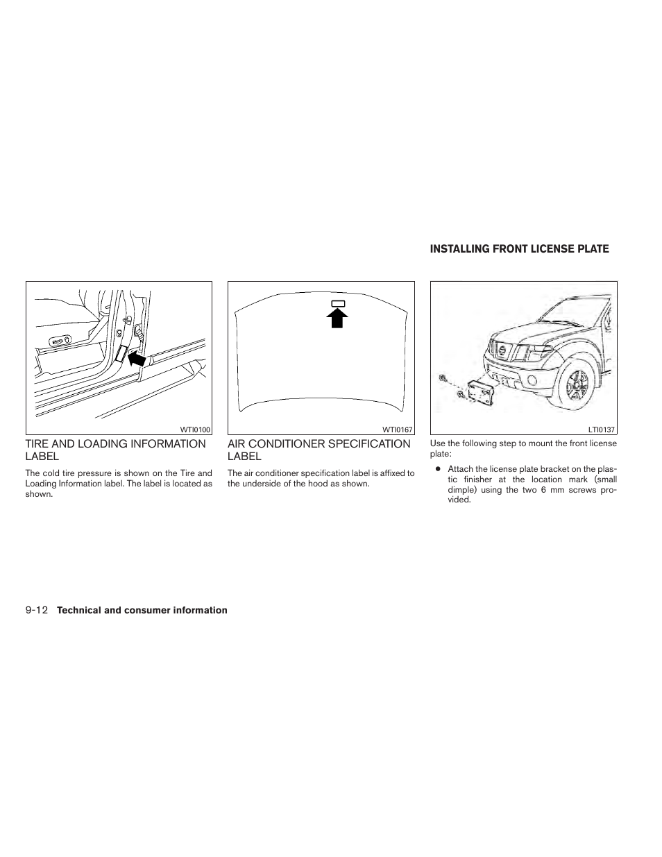 Installing front license plate -12 | NISSAN 2012 Xterra - Owner's Manual User Manual | Page 313 / 341