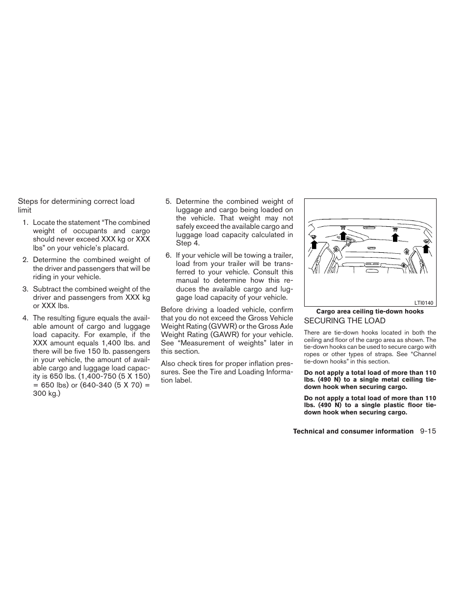 Securing the load -15 | NISSAN 2012 Xterra - Owner's Manual User Manual | Page 316 / 341