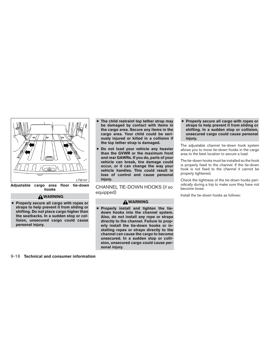 Channel tie-down hooks (if so equipped) -16 | NISSAN 2012 Xterra - Owner's Manual User Manual | Page 317 / 341