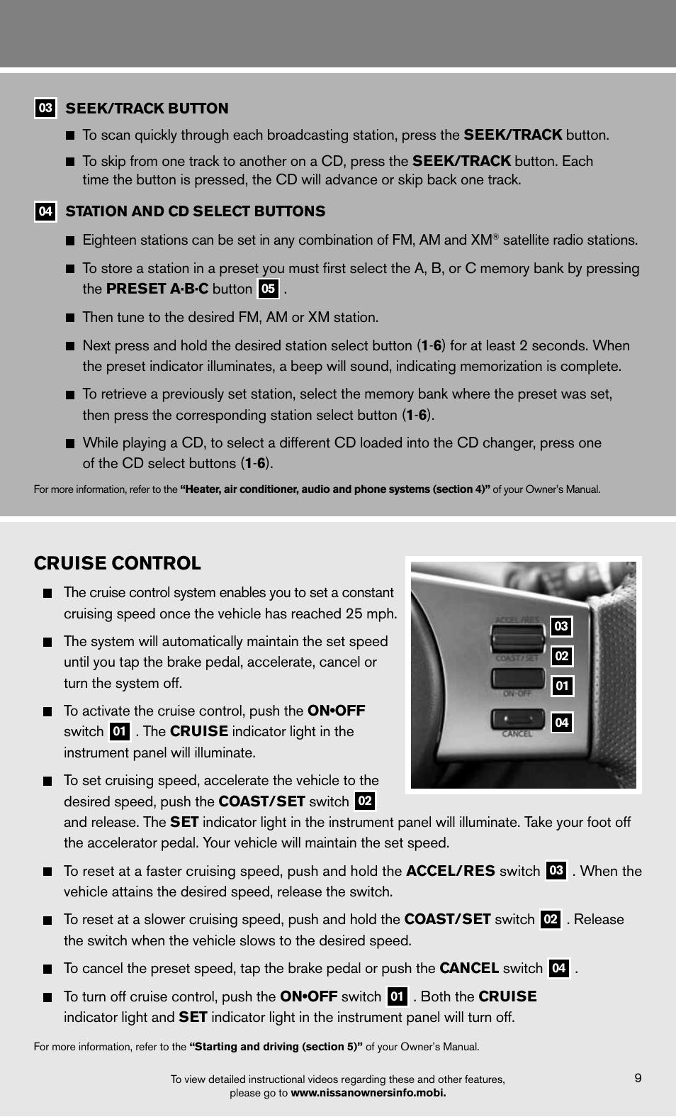 Cruise control | NISSAN 2012 Xterra - Quick Reference Guide User Manual | Page 11 / 16