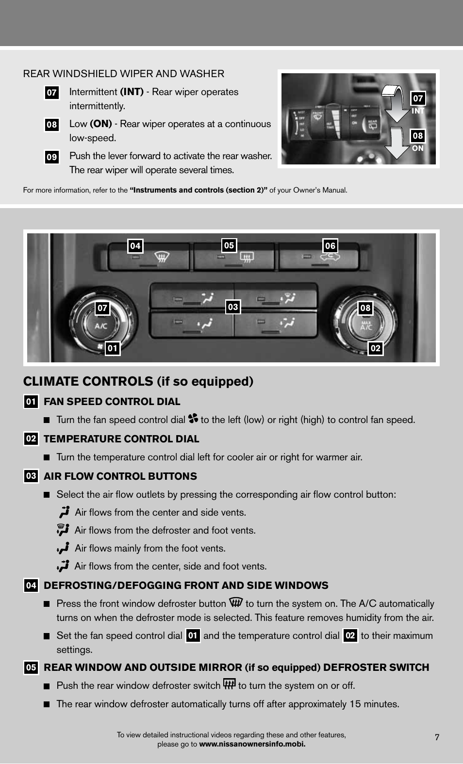 Climate controls (if so equipped) | NISSAN 2012 Xterra - Quick Reference Guide User Manual | Page 9 / 16