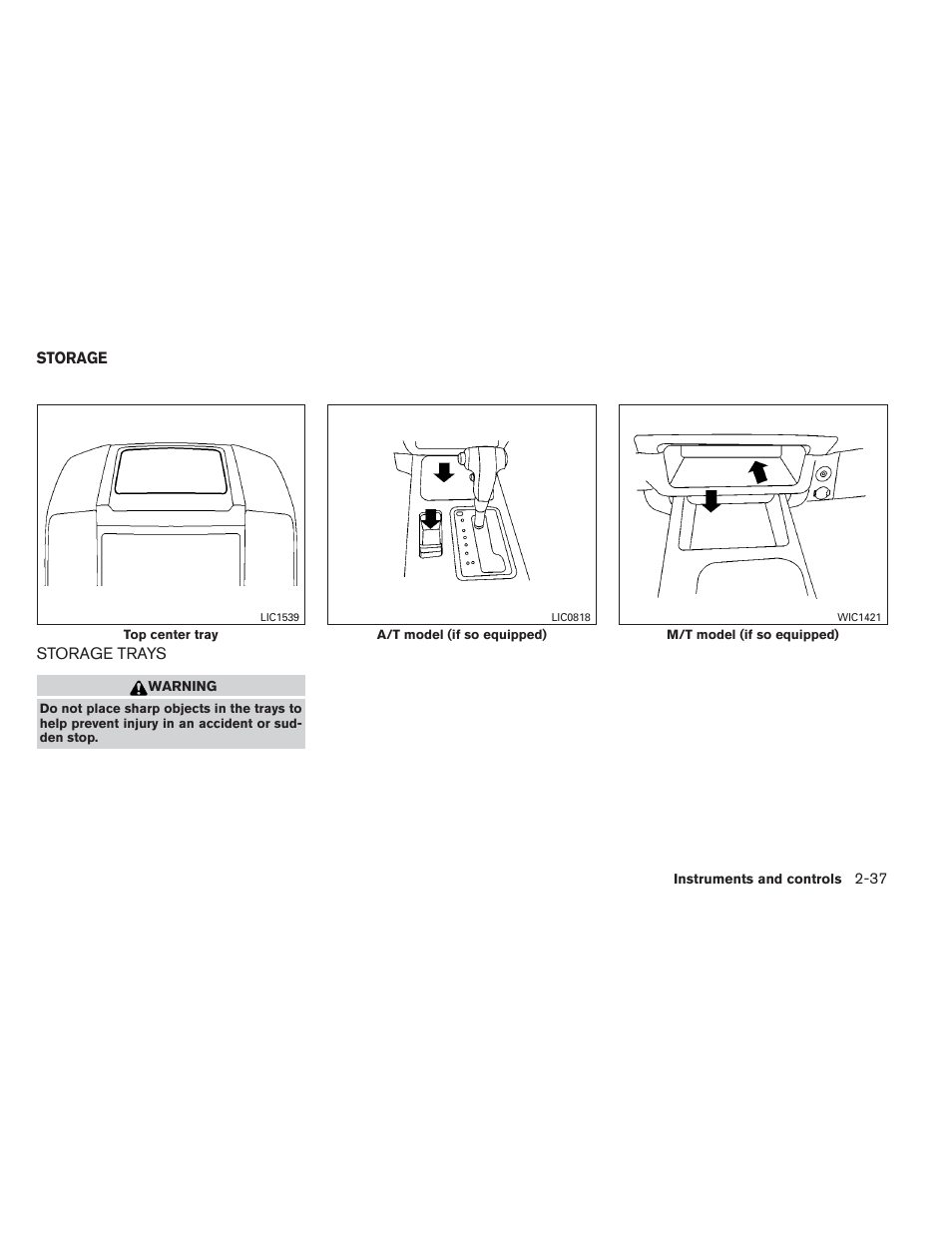 Storage -37, Storage trays -37 | NISSAN 2013 Xterra - Owner's Manual User Manual | Page 114 / 394