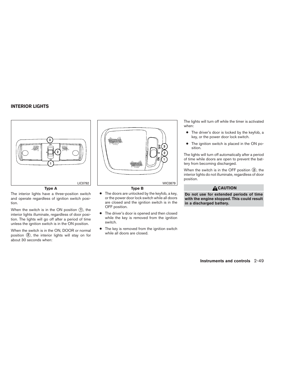 Interior lights -49 | NISSAN 2013 Xterra - Owner's Manual User Manual | Page 126 / 394