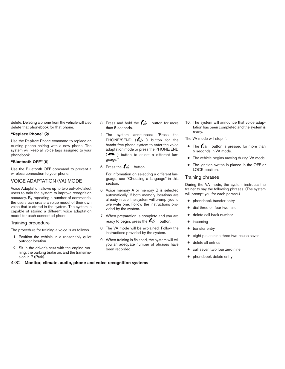 Voice adaptation (va) mode -82 | NISSAN 2013 Xterra - Owner's Manual User Manual | Page 227 / 394