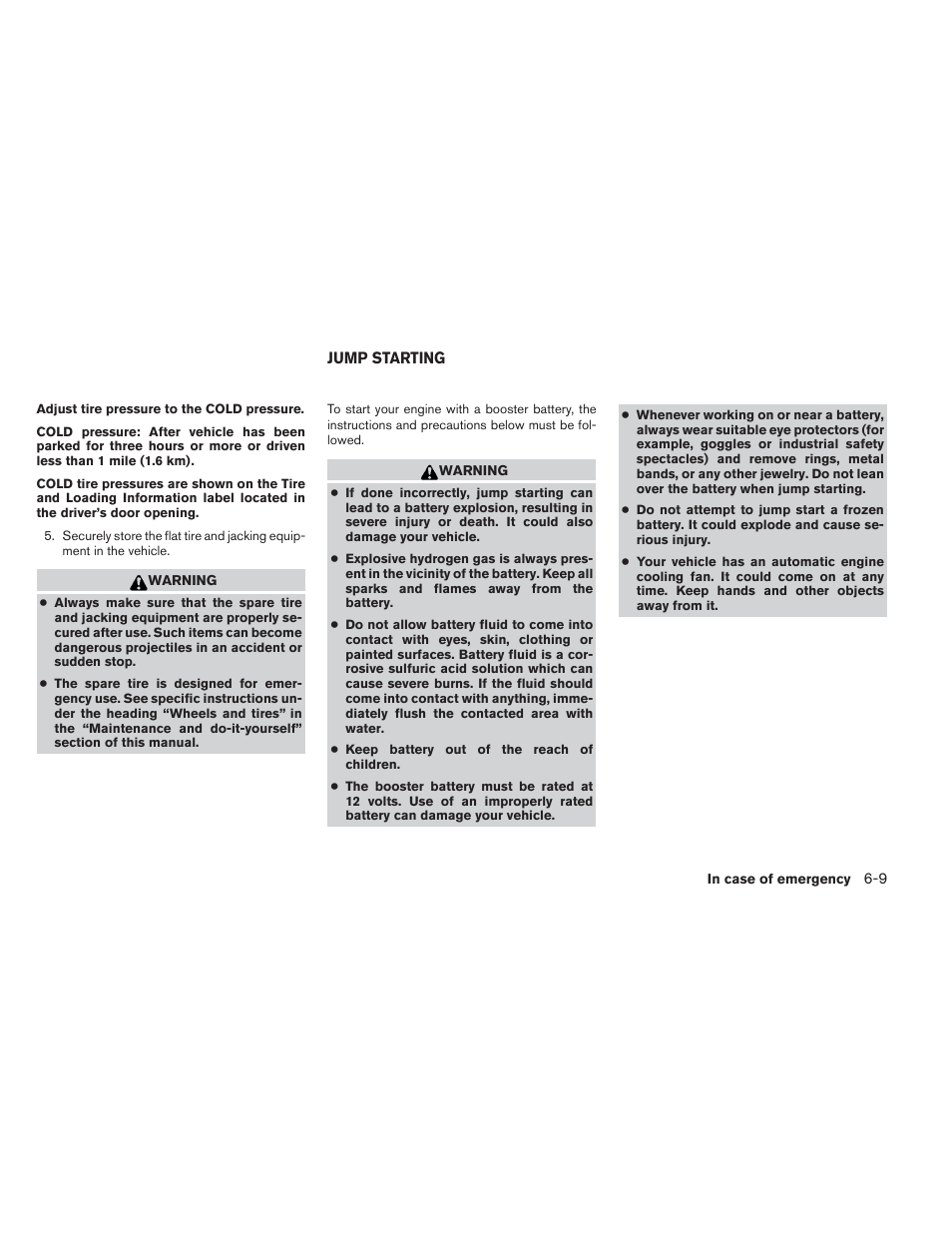 Jump starting -9 | NISSAN 2013 Xterra - Owner's Manual User Manual | Page 296 / 394