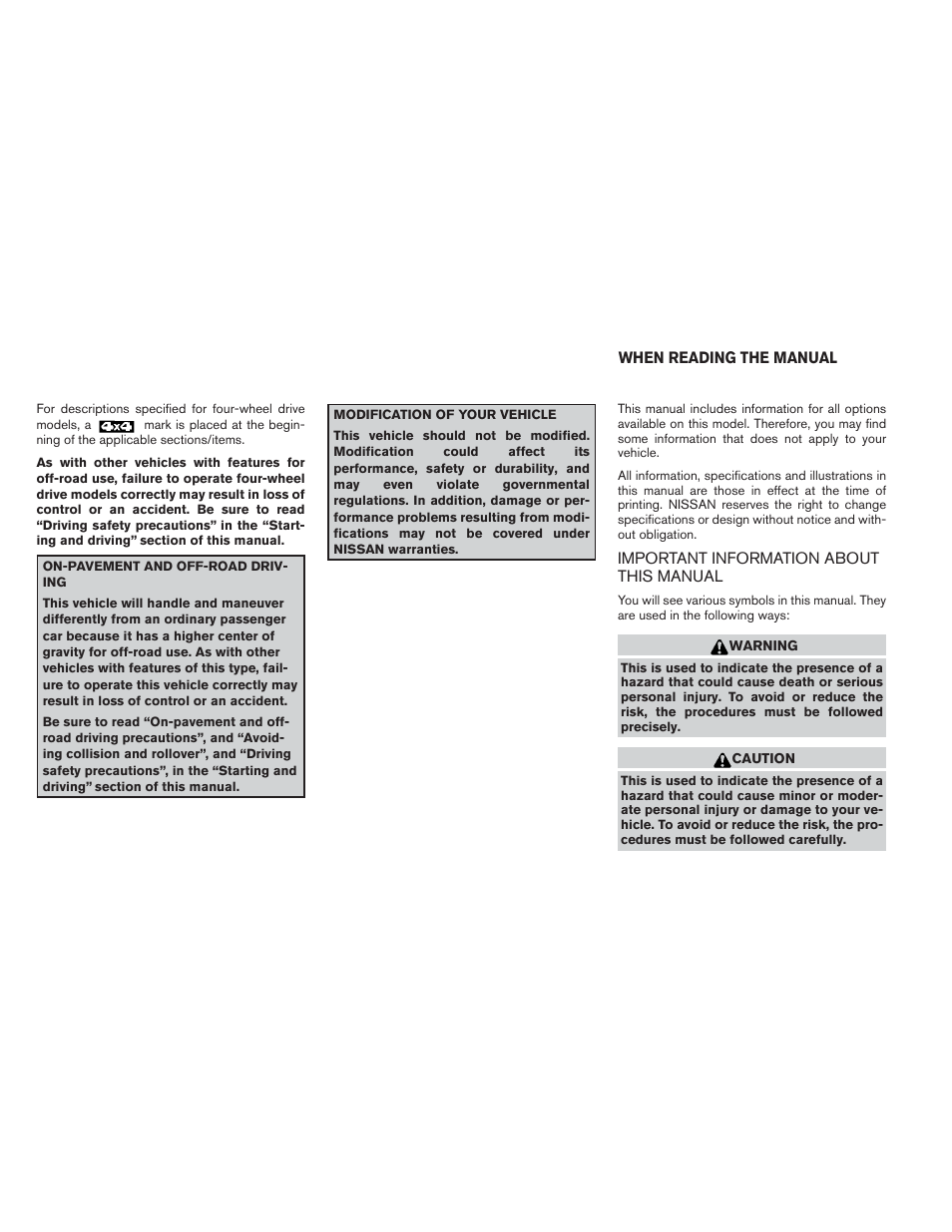 NISSAN 2013 Xterra - Owner's Manual User Manual | Page 3 / 394