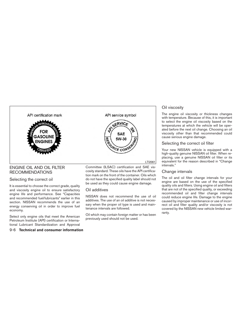 Engine oil and oil filter recommendations -6 | NISSAN 2013 Xterra - Owner's Manual User Manual | Page 359 / 394