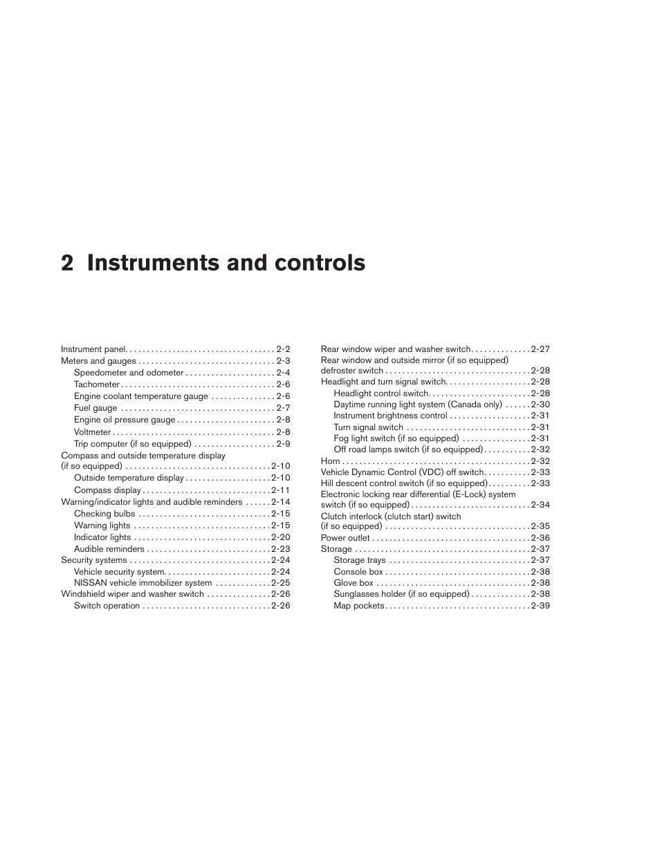 Instruments and controls, 2 instruments and controls | NISSAN 2013 Xterra - Owner's Manual User Manual | Page 77 / 394
