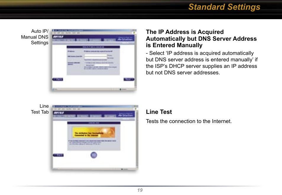 Standard settings | Buffalo Technology WBR2-G54 User Manual | Page 19 / 95