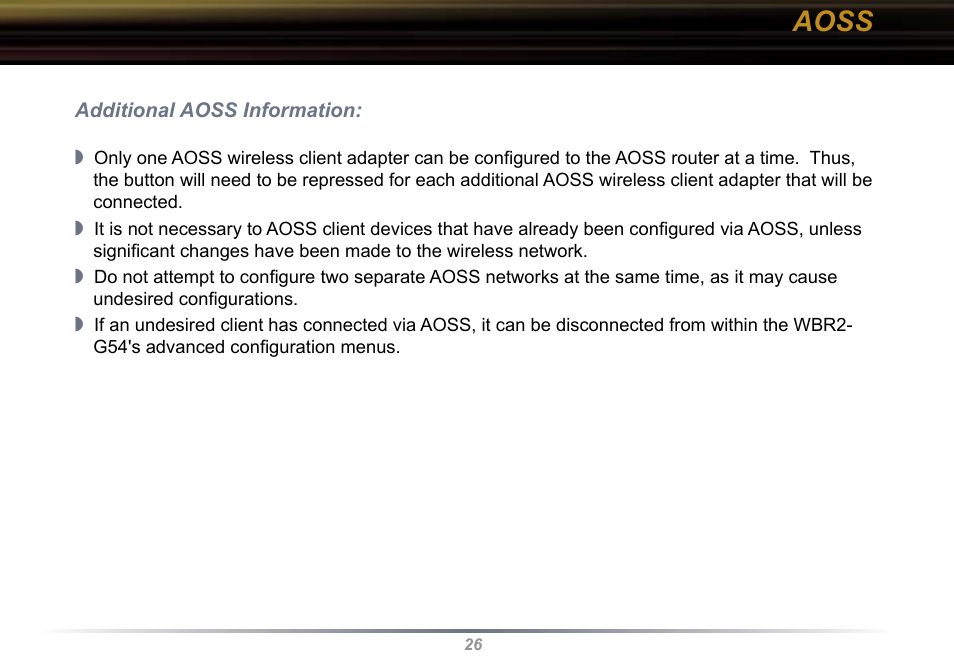 Aoss | Buffalo Technology WBR2-G54 User Manual | Page 26 / 95