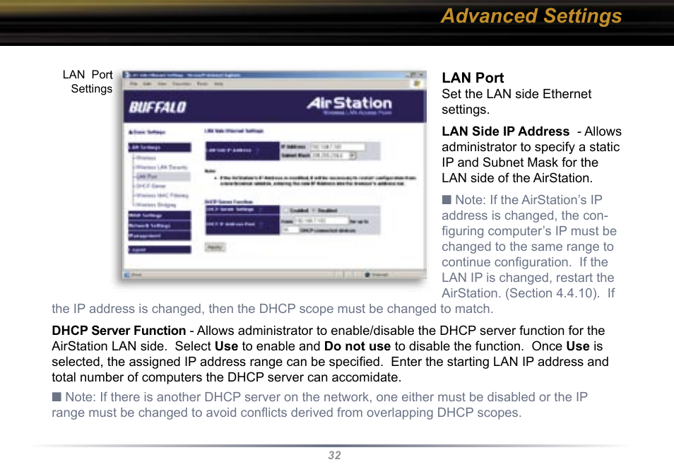 Advanced settings | Buffalo Technology WBR2-G54 User Manual | Page 32 / 95