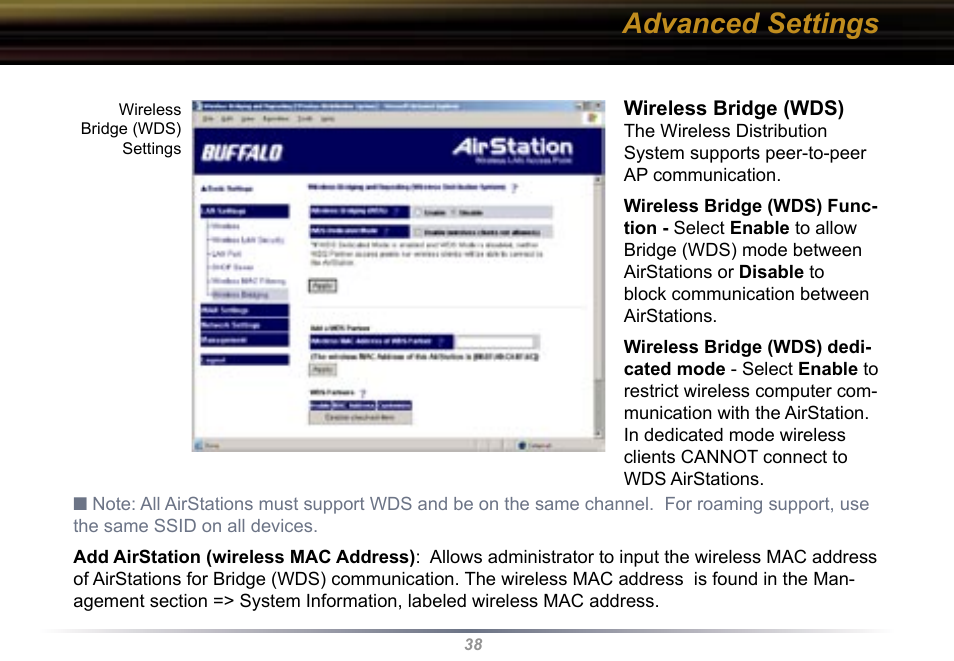Advanced settings | Buffalo Technology WBR2-G54 User Manual | Page 38 / 95