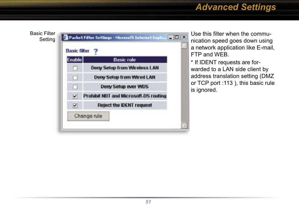 Advanced settings | Buffalo Technology WBR2-G54 User Manual | Page 51 / 95