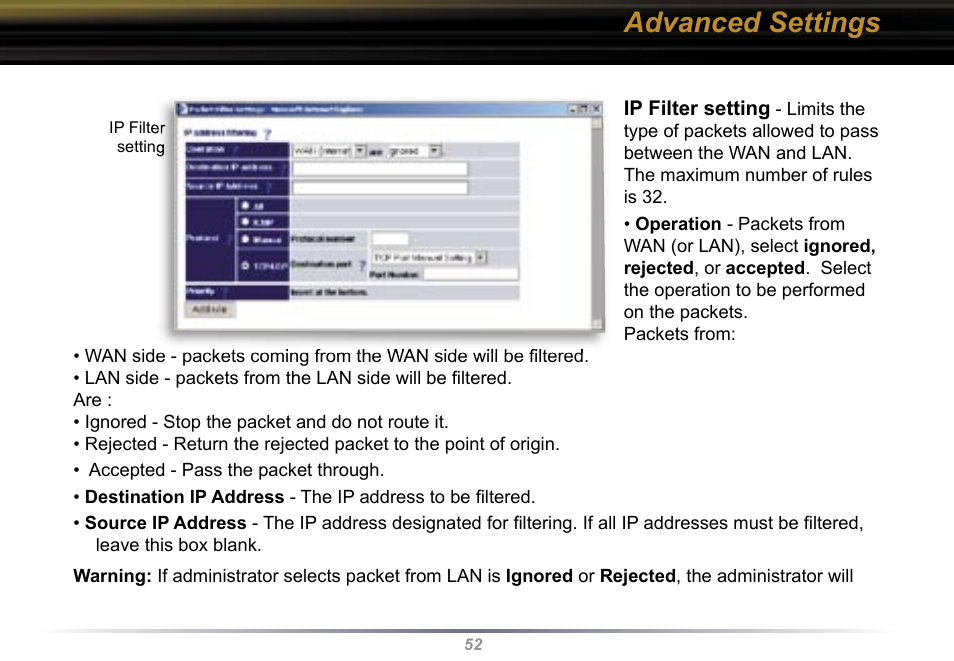 Advanced settings | Buffalo Technology WBR2-G54 User Manual | Page 52 / 95