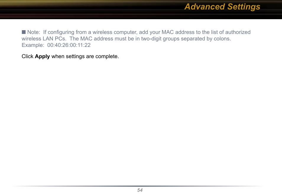 Advanced settings | Buffalo Technology WBR2-G54 User Manual | Page 54 / 95