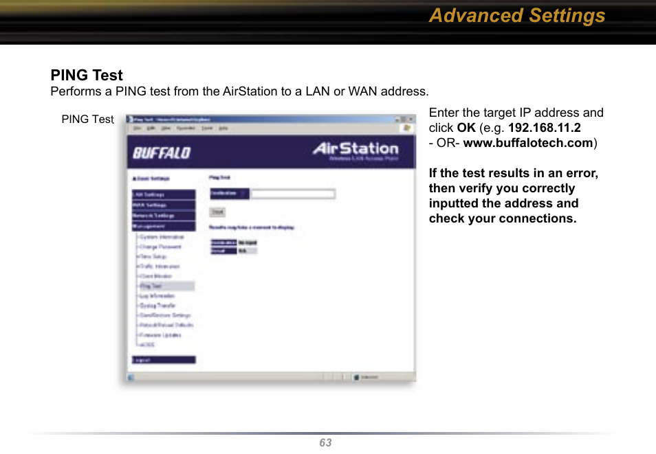 Advanced settings | Buffalo Technology WBR2-G54 User Manual | Page 63 / 95