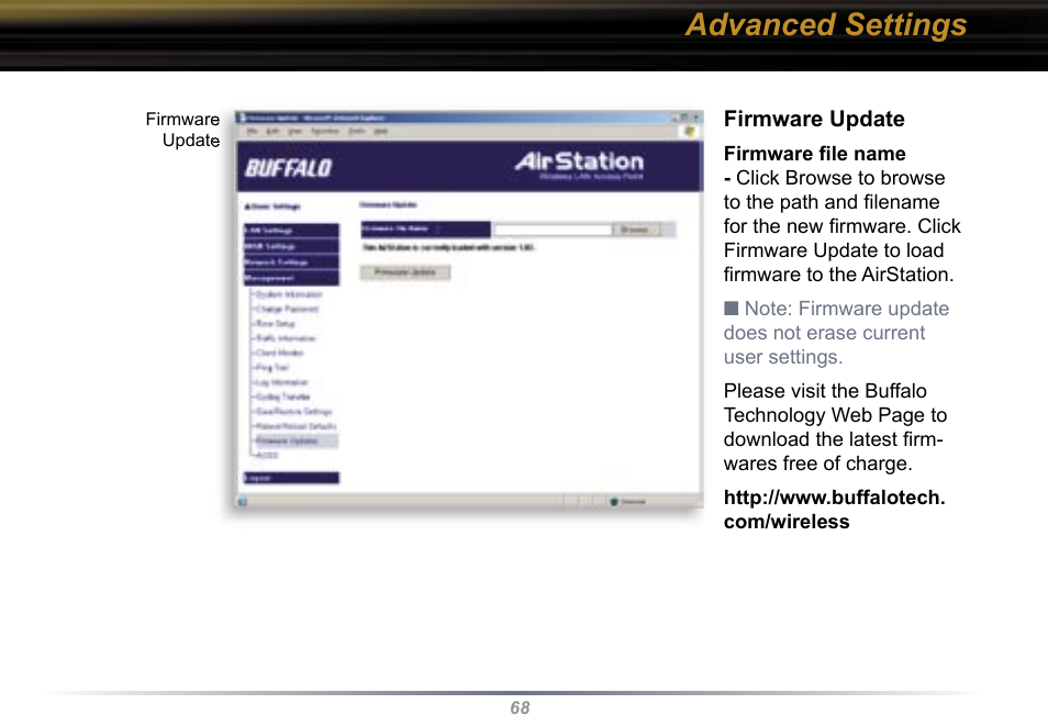 Advanced settings | Buffalo Technology WBR2-G54 User Manual | Page 68 / 95