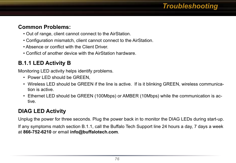 Troubleshooting | Buffalo Technology WBR2-G54 User Manual | Page 76 / 95