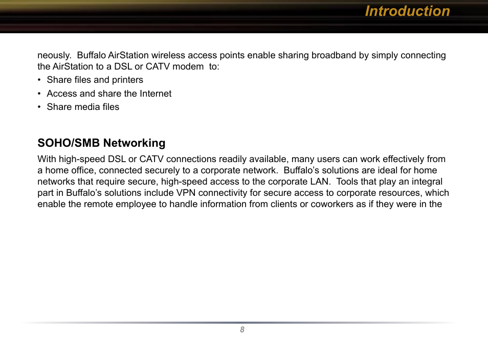 Introduction | Buffalo Technology WBR2-G54 User Manual | Page 8 / 95