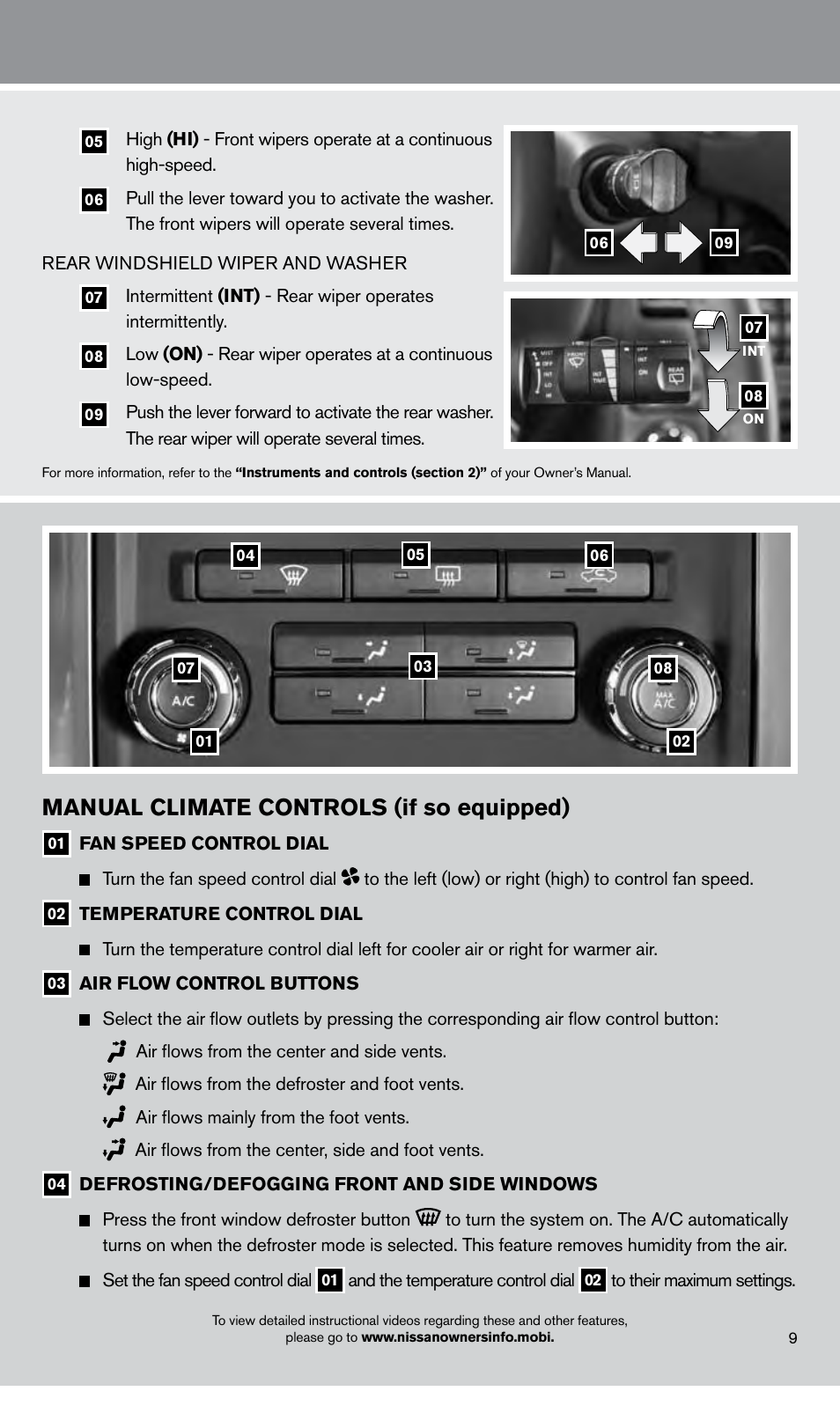 Manual climate controls (if so equipped) | NISSAN 2013 Xterra - Quick Reference Guide User Manual | Page 11 / 22