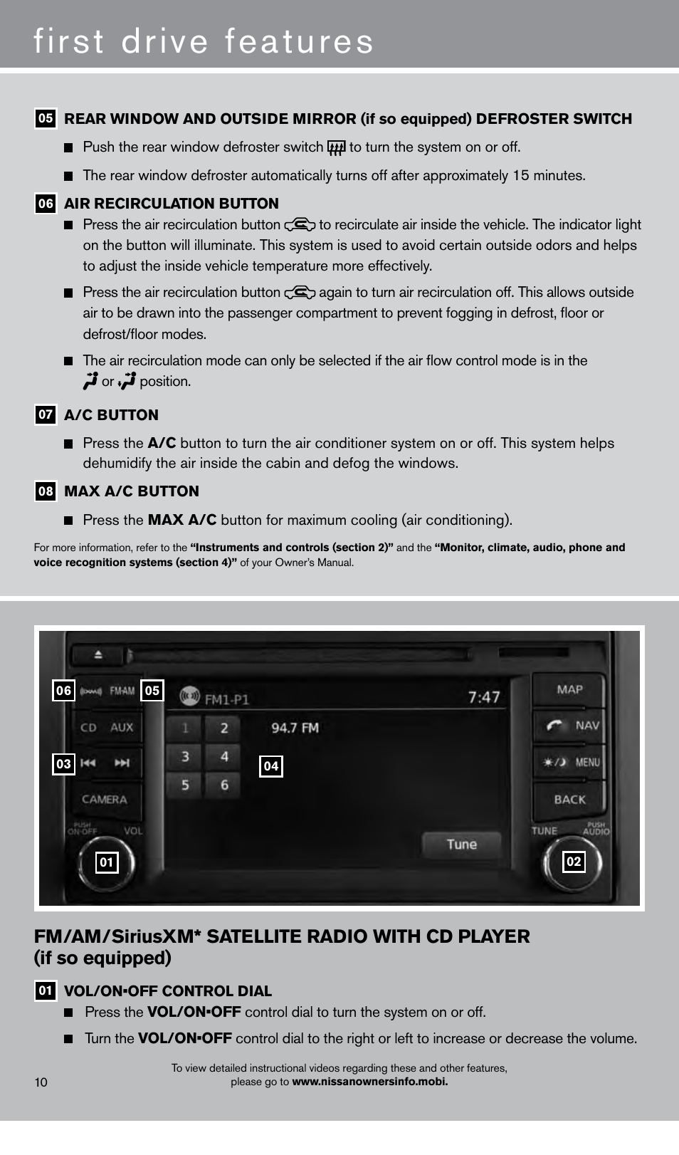 First drive features | NISSAN 2013 Xterra - Quick Reference Guide User Manual | Page 12 / 22